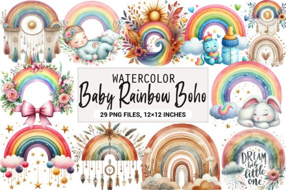 Download Baby Rainbow Boho Clipart - Premium Resources